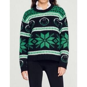 Sandro X Smiley Wool Cashmere Holiday Sweater Size 2 - New $395
